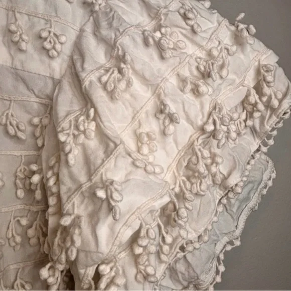 FARM Rio Eucalyptus Seed Fringe Detail Blouse XS NWT White Embroidered Boho Top - Picture 12 of 15